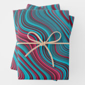 Blauw & Magenta Golvende Marmering Agaat Abstracti Inpakpapier Vel (In situ)