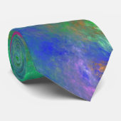 Blauw Magenta Groen Violet Sinaasappel Abstractie Stropdas (Opgerold)