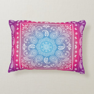 Blauw Magenta Paisley Design-1 accent kussen