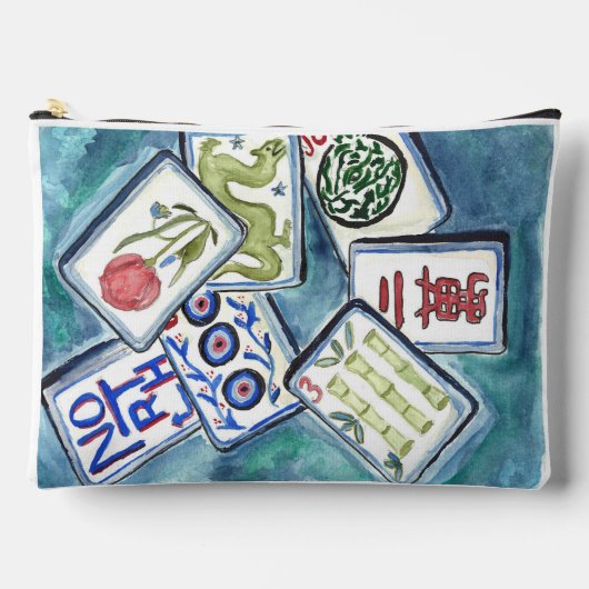 blauw Mahjong Tegel Tas (Voorkant)