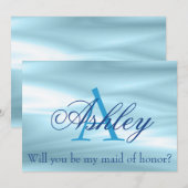 Blauw Maid of Honor Voorstel Monogram Kaart (Voorkant / Achterkant)