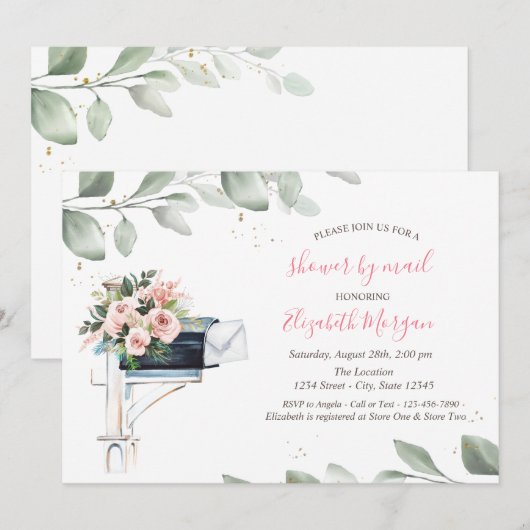 Blauw mailboxoverzicht Blauw virtueel Baby shower  Kaart (Voorkant / Achterkant)