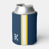 Blauw/Maïs/Witte Streep College Kleuren Blikjeskoeler (Blikje Voorkant)