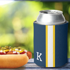 Blauw/Maïs/Witte Streep College Kleuren Blikjeskoeler