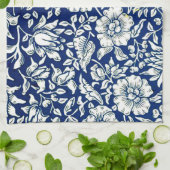 Blauw Mallow, beroemd patroon, Theedoek (Gevouwen)