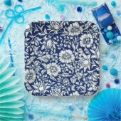 Blauw Mallow,  bloempatroon, Papieren Bordje (Feest)