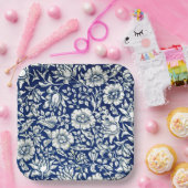 Blauw Mallow,  bloempatroon, Papieren Bordje (Feest)