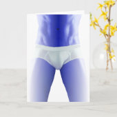 Blauw Man in Ondergoed Kaart (Gele Bloem)