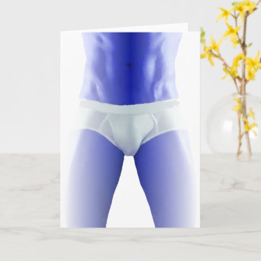 Blauw Man in Ondergoed Kaart (Gele Bloem)