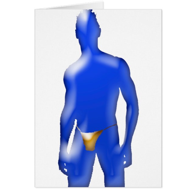 Blauw Man in Oranje ondergoed (Voorkant)