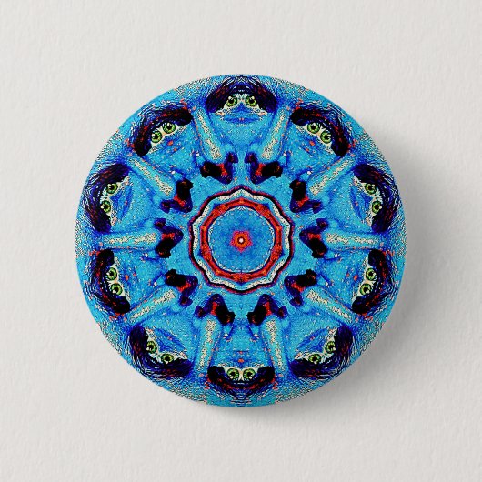 Blauw Man Mandala Button (Voorkant)