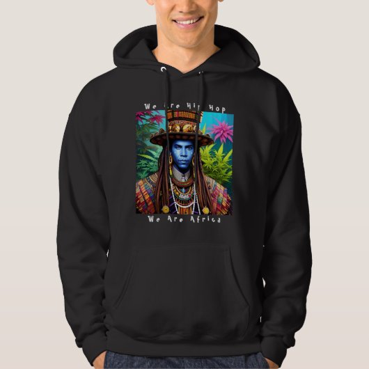 Blauw Man met Majestic Dreadlocks Fleece Hoodie (Voorkant)