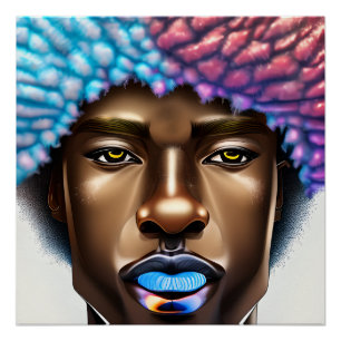 Blauw Man Zwart Koning Melanine Bruh Brother Perfect Poster