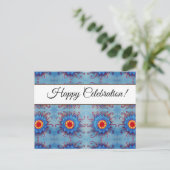Blauw Mandala Aangepaste Viering Ansichtkaart Uitnodiging Briefkaart (Staand voorkant)