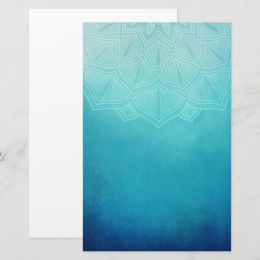 Blauw Mandala Abstract Briefpapier (Voorkant / Achterkant)