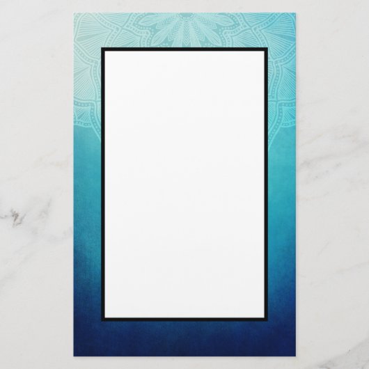  Blauw Mandala Abstract Briefpapier (Voorkant)