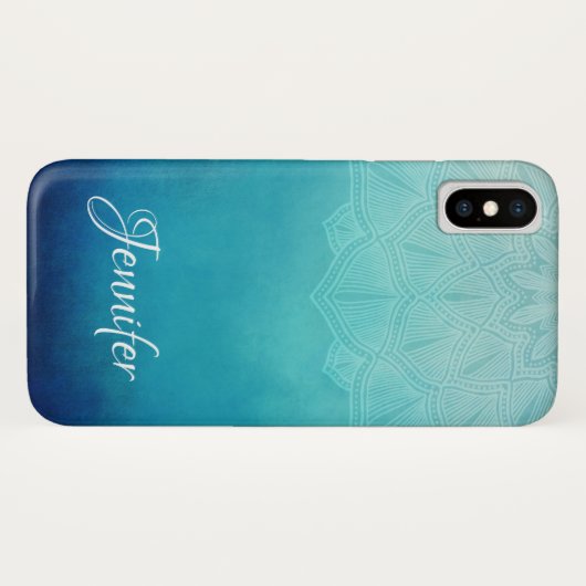  Blauw Mandala Abstract Case-Mate iPhone Case (Achterkant (horizontaal))