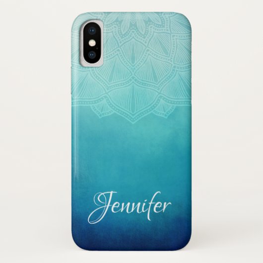  Blauw Mandala Abstract Case-Mate iPhone Case (Achterkant)