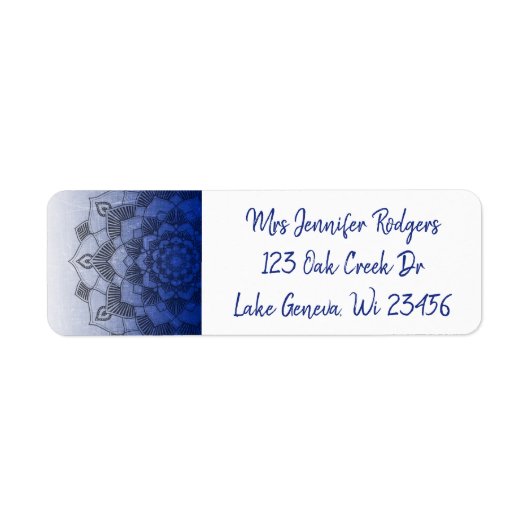 Blauw Mandala Abstract Etiket (Voorkant)