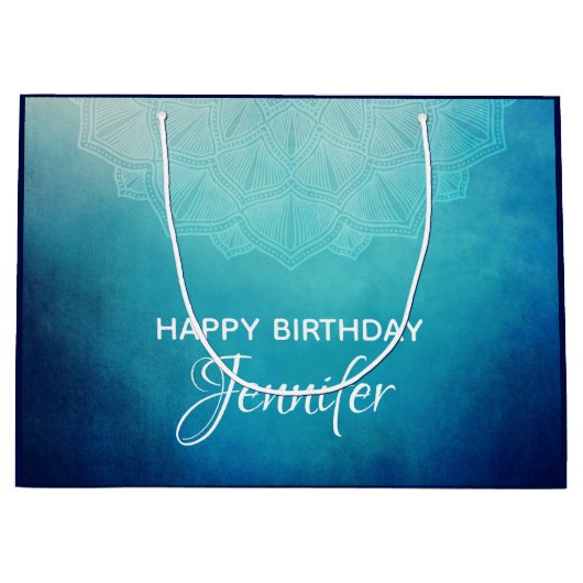  Blauw Mandala Abstract Groot Cadeauzakje (Voorkant)