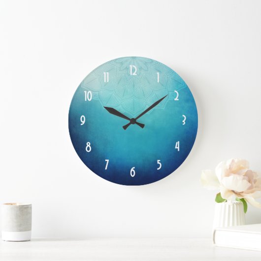 Blauw Mandala Abstract Grote Klok (Huis)