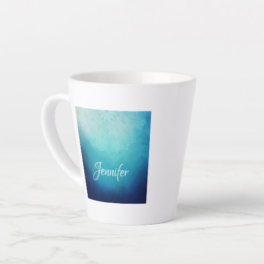  Blauw Mandala Abstract Latte Mok (Linkerhoek)