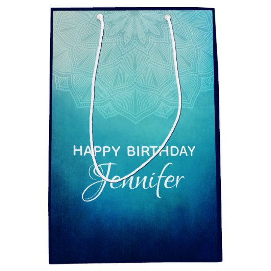  Blauw Mandala Abstract Medium Cadeauzakje (Voorkant)