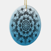 Blauw Mandala Abstract mooi kerstfeest Keramisch Ornament (Rechts)