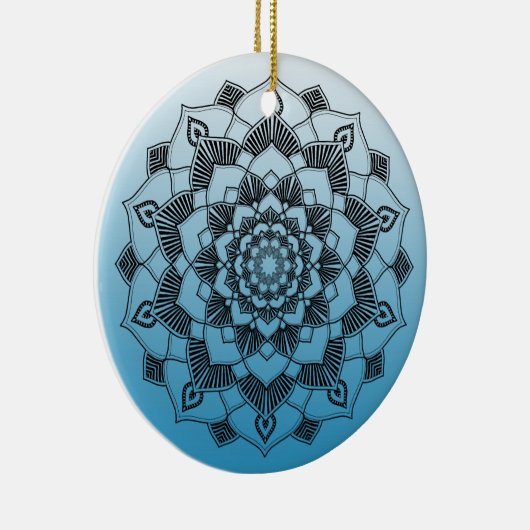 Blauw Mandala Abstract mooi kerstfeest Keramisch Ornament (Rechts)