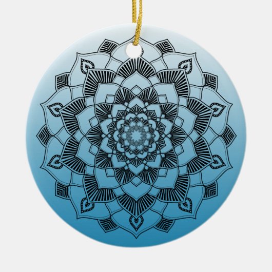 Blauw Mandala Abstract mooi kerstfeest Keramisch Ornament (Voorkant)