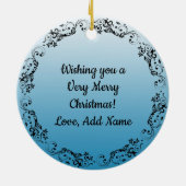 Blauw Mandala Abstract mooi kerstfeest Keramisch Ornament (Achterkant)