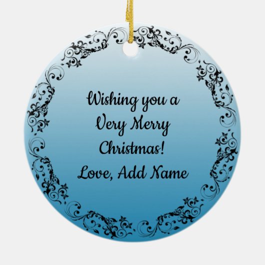 Blauw Mandala Abstract mooi kerstfeest Keramisch Ornament (Achterkant)