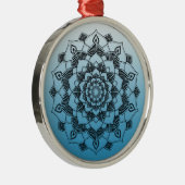 Blauw Mandala Abstract mooi kerstfeest Metalen Ornament (Rechts)