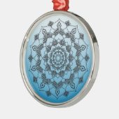 Blauw Mandala Abstract mooi kerstfeest Metalen Ornament (Links)