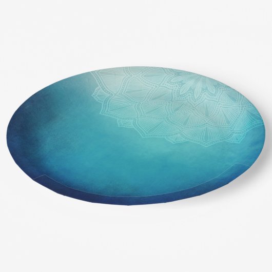 Blauw Mandala Abstract Papieren Bordje (Gekanteld)