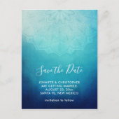  Blauw Mandala Abstract Save the Date Briefkaart (Voorkant)