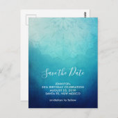  Blauw Mandala Abstract Save the Date Briefkaart (Voorkant / Achterkant)