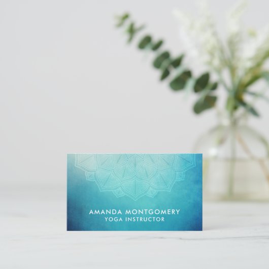  Blauw Mandala Abstract Visitekaartje (Staand voorkant)