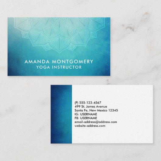  Blauw Mandala Abstract Visitekaartje (Voorkant / Achterkant)