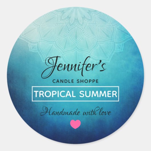 blauw mandala Abstract zeep / kaars Ronde Sticker (Voorkant)