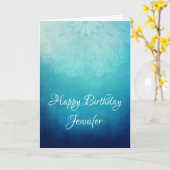  Blauw Mandala Abstracte verjaardag Kaart (Gele Bloem)