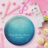  Blauw Mandala Abstracte verjaardag Papieren Bordje (Feest)