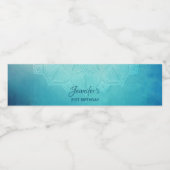  Blauw Mandala Abstracte verjaardag Waterfles Etiket (Enkel label)
