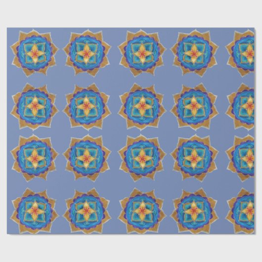 Blauw mandala Art Matte Wrapping Papier, Cadeaupapier (Vlak)