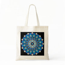 Blauw Mandala Boho Bloemige Geometrische Canvas