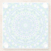 Blauw Mandala Boho Geometrisch Spiritueel Tafel De Glazen Onderzetter (Achterkant)
