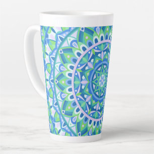 Blauw Mandala Boho Spiritueel Geometrisch Patroon Latte Mok