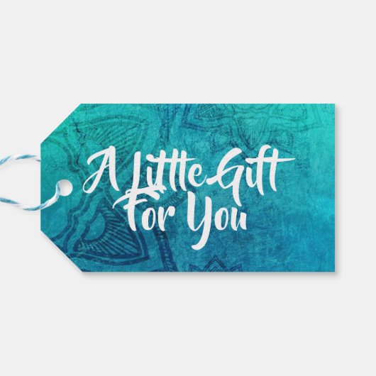  blauw Mandala Dank u Label Cadeaulabel (Achterkant Horizontaal)