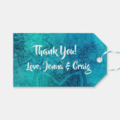  blauw Mandala Dank u Label Cadeaulabel (Voorkant (Horizontaal))