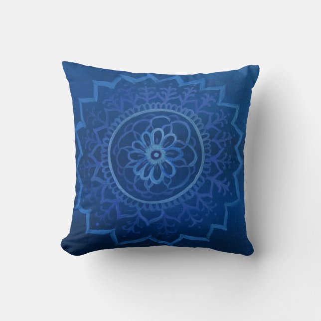 Blauw mandala Droestkussen 41 cm x 41 cm Kussen (Voorkant)